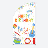 Aperturee - Aperturee Musical Instruments Kids Theme Birthday Half Moon Arch Backdrop